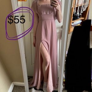pink prom long dress